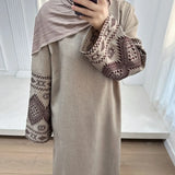 Embroidery Cuff Closed Abaya Dress Muslim Abayas for Women Dubai Luxury Turkey African Dresses Islmaic Clothes Hijab Robe Kaftan