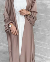 2025 NEW Muslim Abaya Dress for Women Puff Sleeve Cardigan Elegant Abayas Islam Women's Dress Monochromatic Europe and America