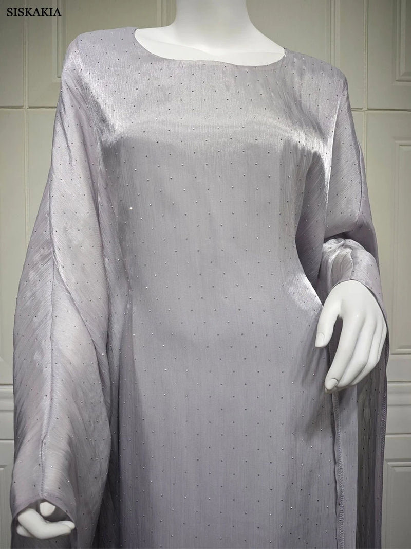 Dubai Elegant cock abaya Polka Dot Dresses Long Dolman Sleeve For Muslim Women's Brief Kaftan