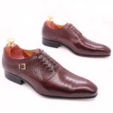 Men's Business Dress Shoes in Leather Snake Print