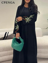 Eid Ramadan Black Muslim Modest Dress for Women Embroidery Saudi Arabic Femme Open Plain Abaya Islam Turkey Dress Morocco Kaftan