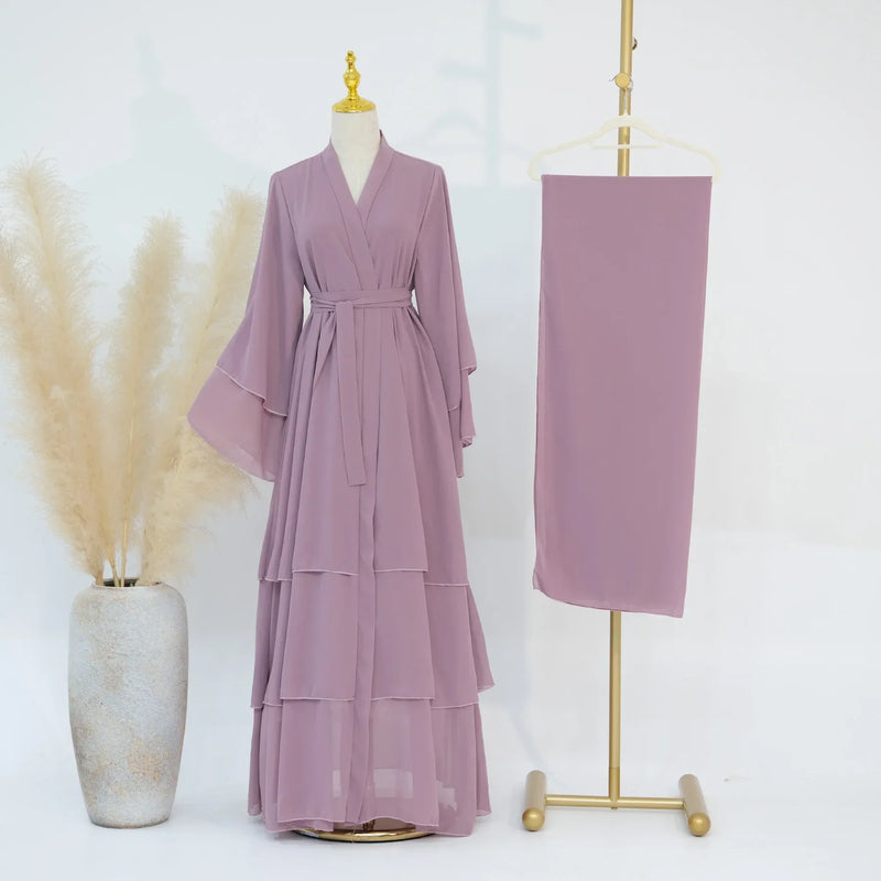 Chiffon Hijab Dresses for Women Muslim Open Kimono Abaya Modest Kaftan Dubai Arabic Robe Islamic Kebaya Jalabiya Caftan Clothing