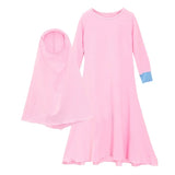 Muslim Islamic Baby Girls Ramadan Abaya With Hijab Full Length Robe Burka Maxi Little Kids Kaftan Girls Prayer Dresses Gowns