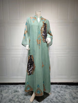 Dubai Abaya Sequin Muslim Dress Women Muslim Southeast Asian Dress for Women Casual Party Evening Dress Clothes for Muslim Women