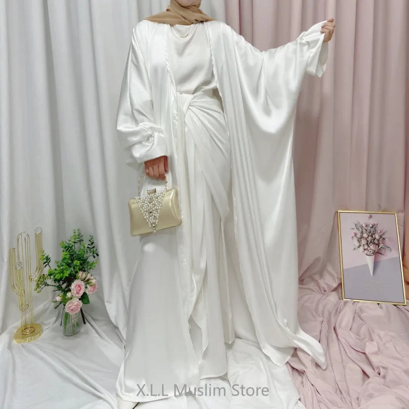 Muslim Elegant Puff Sleeve Long Dress Women's Prayer Garment Dubai 2024 Luxury Kaftan Kebaya Turkey Party Ramadan Abaya Beige