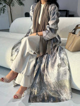 Middle Eastern Women Loose Tie Dye Abaya Muslim Full Sleeve Open Front Abayas Casual Turkey Kaftan Arabian Maxi Dresses Jilbabs