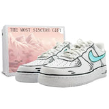 [Custom Cartoonist LAN SBOX]Nike Air Force 1 Low-Top Skateboard Shoes Men's Blue