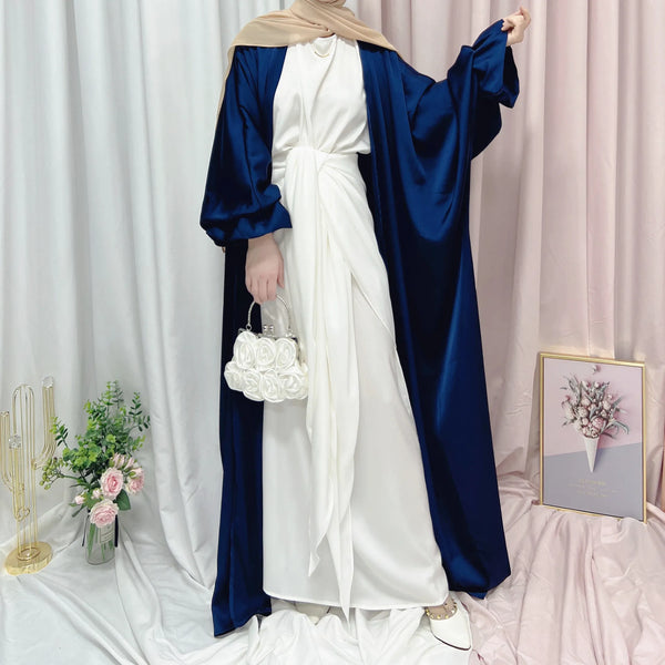Muslim Elegant Puff Sleeve Long Dress Women's Prayer Garment Dubai 2024 Luxury Kaftan Kebaya Turkey Party Ramadan Abaya Beige