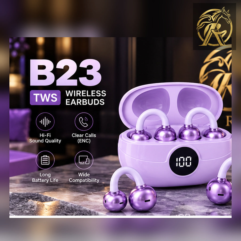 GULFLINKSA B23 purple TWS earbuds hero – Raakaat