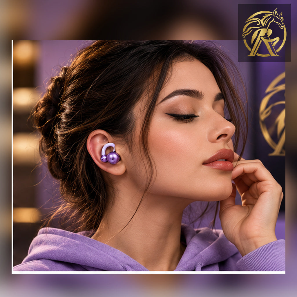 GULFLINKSA B23 purple earbuds lifestyle model – Raakaat