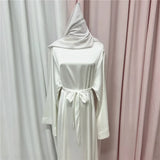 Muslim Women Hijab Dress Satin Abaya Scarf Robe Ramadan Modest Prayer Islamic Clothing Robe Eid Jalabiya Kaftan Caftan Marocain