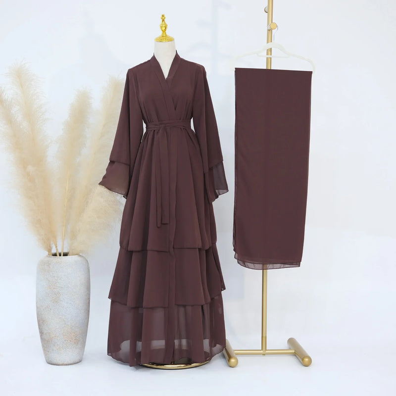 Chiffon Hijab Dresses for Women Muslim Open Kimono Abaya Modest Kaftan Dubai Arabic Robe Islamic Kebaya Jalabiya Caftan Clothing