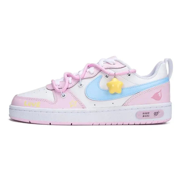 [Custom Pink fox]Nike Court Borough Low Low-Top Skateboard Shoes Women's Yellow Pink Blue