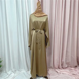 Muslim Women Hijab Dress Satin Abaya Scarf Robe Ramadan Modest Prayer Islamic Clothing Robe Eid Jalabiya Kaftan Caftan Marocain