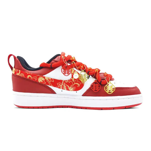 [Custom The friendship between Qin and Jin]Nike Court Borough Anti-Slip Wear-Resistant Low-Top Skateboard Shoes Women's Red W