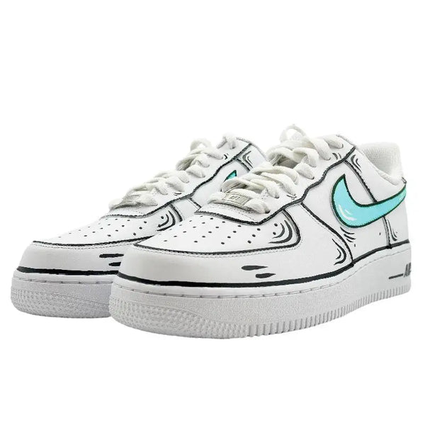 [Custom Cartoonist LAN SBOX]Nike Air Force 1 Low-Top Skateboard Shoes Men's Blue