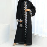 Flower Embroidery Abayas for Women Muslim Dress Dubai Open Abaya Turkey Kaftan Kebaya Caftan Marocain Femme Robe New