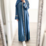 Abayat Emberoidery Maxi Dresses for Women, V-Neck, Long Sleeve, Belted Kaftan, Turkish Dresses, Jilbab, New, Autumn