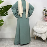 3 Piece Set Eid Muslim Dress Women Open Abaya Kaftan Dubai Kaftan Tops Pants Turkey Islam Kimono Robe Femme Musulmane Ensembles