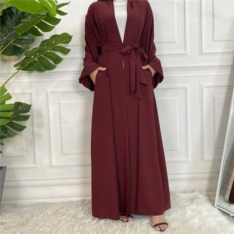 Lace Up Cardigan Robe with Cuffs and Pockets