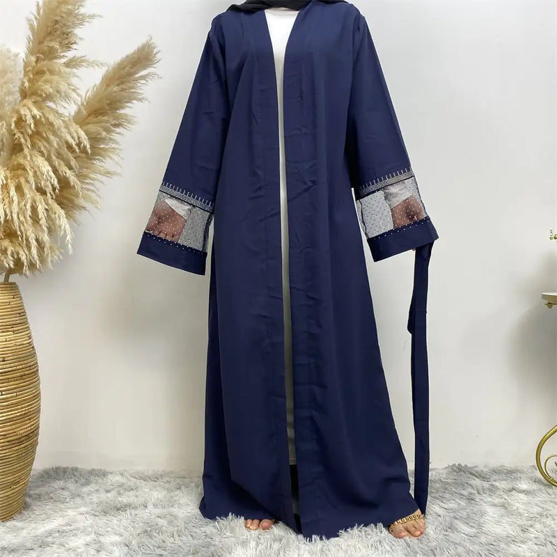 Mesh Patchwork Hot Diamond Cardigan Robe