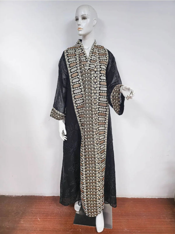 Elegant Dubai Women Dress Abaya Embroidery Morocco Kaftan Vestidos Largos Arab Long Robe Eid Muslim Party Jalabiya Ramadan 2025
