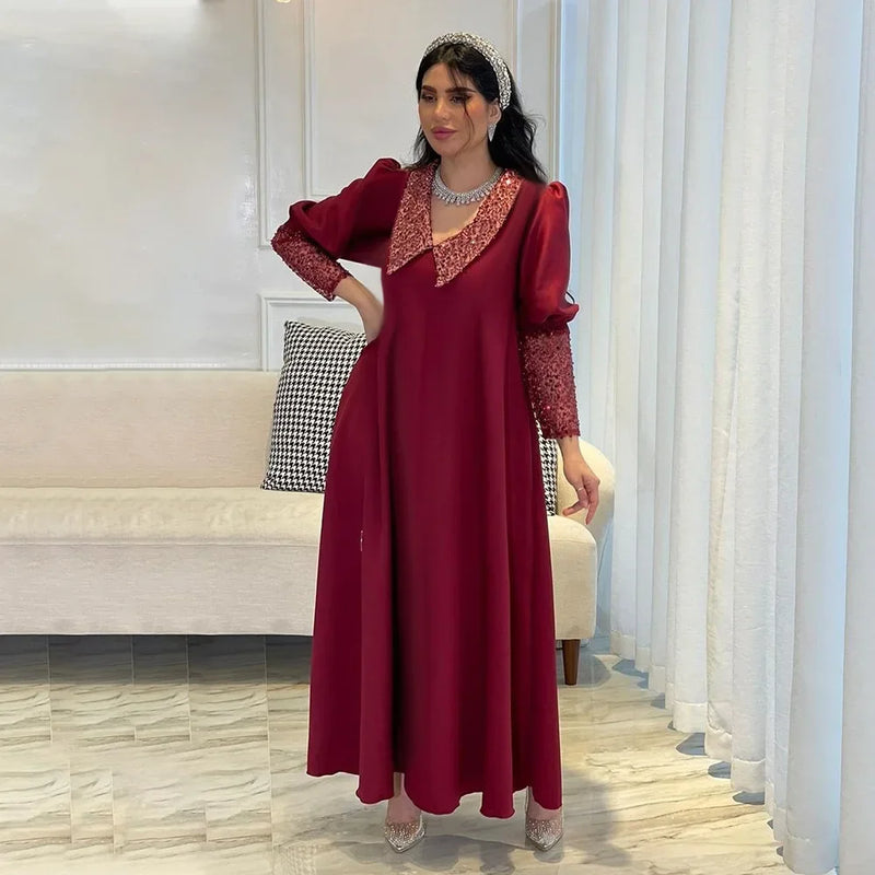 Abaya Dubai Turkey Muslim Women Long Loose Maxi Dress Women's Robe Fashion Sequin Beaded Splicing Middle East Dress