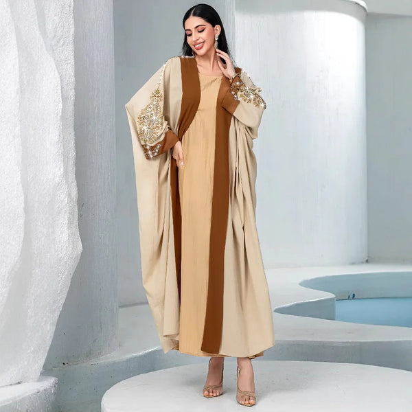 Luxury Diamonds Abaya Kimono Women Arabic Muslim Dress Dubai Moroccan Caftan Kebaya Ramadan Islam Clothing Eid Open Abayas Robe