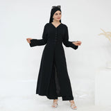 New Muslim Sets for Women Button Long Tops Pants 2 Piece Suit Dress Turkey Kaftan Dubai Abaya Eid Ramadan Islam Clothing Outfits