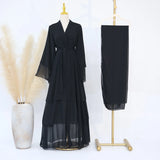 Chiffon Hijab Dresses for Women Muslim Open Kimono Abaya Modest Kaftan Dubai Arabic Robe Islamic Kebaya Jalabiya Caftan Clothing