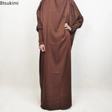 Muslim Fashion Abaya for Women Solid Satin One-piece Prayer Dress with Headscarf Saudi Arab Islamic Clothing Modesty Kaftan Robe