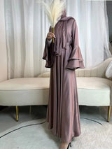 Flare Sleeve Dress for Women Abaya Muslim Women 3 Piece Set Dresses Sashes Scarf Vestidos Jalabiya Arab Robe Ramadan 2025