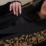 Luxury Ramadan Black Abaya 2025 Open Abaya Eid Gold Embroidery Design Long Sleeve Dubai Abaya Women Muslim Dress