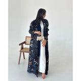 Miyake Pleated Black Printed Trench Coat Jacket Muslim Abaya High Quality Fashion Casual Commuter Peplum Women's Clothing