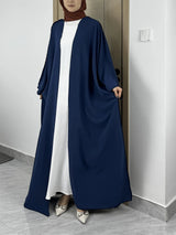 Solid Open Front Simple Abayas, Elegant Long Sleeve Maxi Length Cover Up, Women's Clothing
