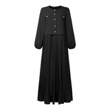 2025 ZANZEA Autumn Maxi Long Dress Women Elegant Long Sleeve Solid Pleated Sundress Patchwork Dresses Muslim Abaya Robe Femme