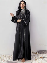 White Two Piece Set Muslim Women Kimono Abaya Dubai Kaftan Arab Robe Fashion Diamond Dress Evening Morocco Caftan Eid Ramadan