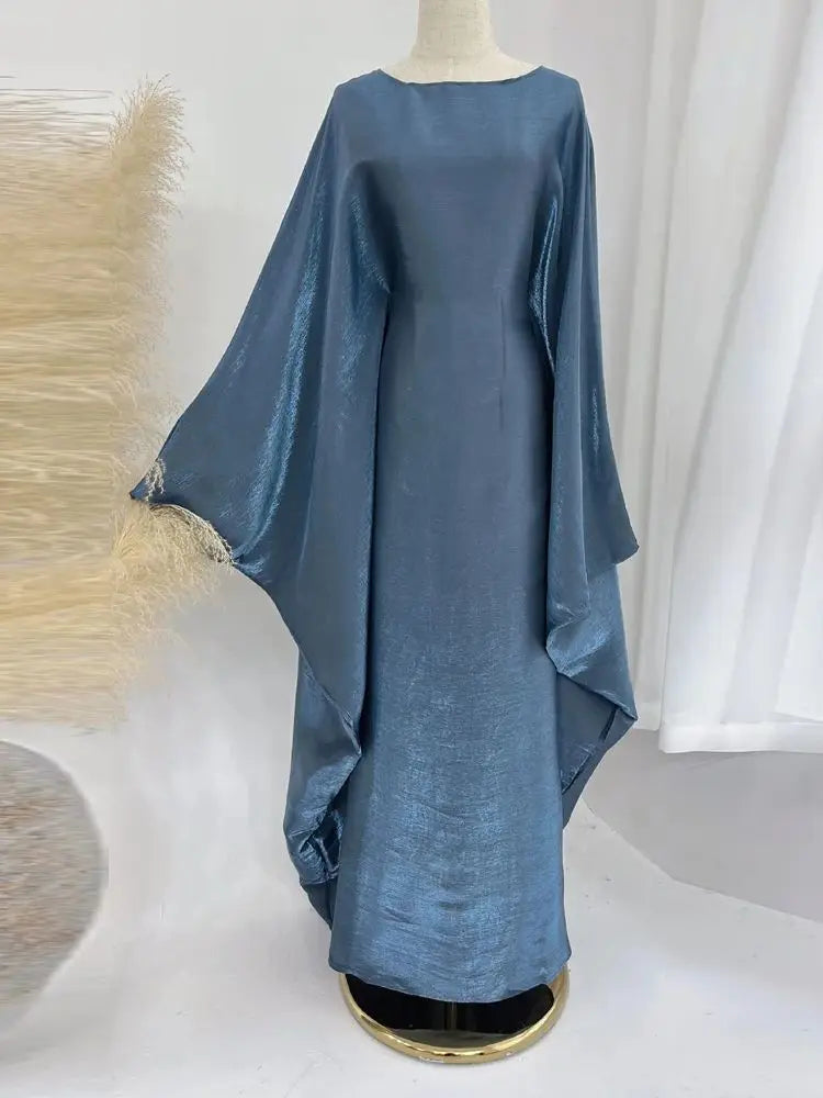 Batwing Butterfly Satin Shimmer Abaya Dubai Luxury Muslim Maxi Kaftan Dresses Abayas For Women Kebaya Caftan Robe Femme Vestidos
