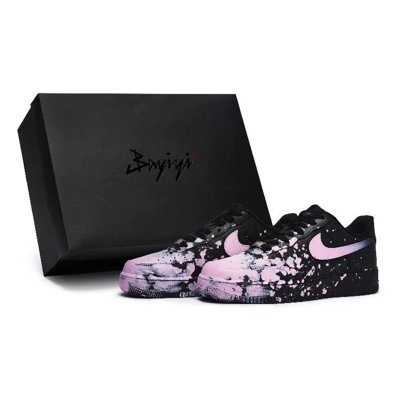 [Custom Women's dark pink foggy S-BOX]Nike Air Force 1 Skateboard Shoes Women's Low-Top Pink