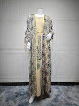 Ramadan Eid Djellaba Kimono Jalabiya Muslim Sets for Women Dubai Abaya Turkey Kaftan Robe Caftan Marocain Femme Islam Clothing