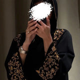 Luxury Ramadan Black Abaya 2025 Open Abaya Eid Gold Embroidery Design Long Sleeve Dubai Abaya Women Muslim Dress