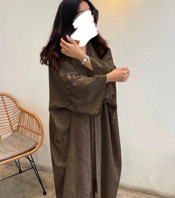 2025 Arabic Muslim Women Modest Cardigan Elegant Dubai Plain Abaya Dress Islamic Party Outfit Fashion Loose Turkey Kaftan Robe
