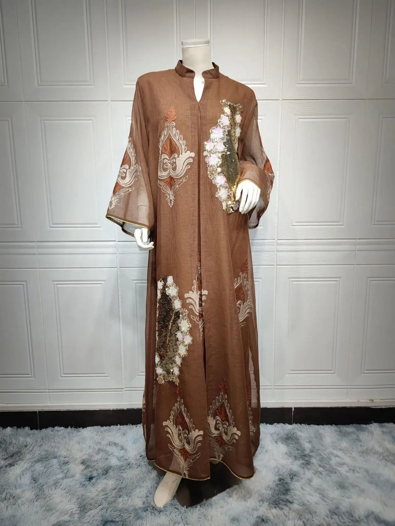 Dubai Abaya Sequin Muslim Dress Women Muslim Southeast Asian Dress for Women Casual Party Evening Dress Clothes for Muslim Women