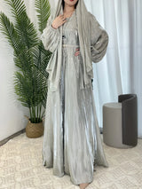 Women Eid Muslim Abaya Lantern Sleeve Gorgeous Party Dress Solid Pearls Long Robe Dubai Abaya Kaftan Streamer Yarn Vestidos
