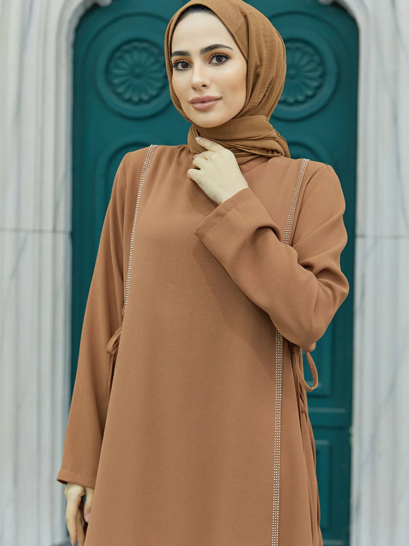Summer Muslim Dress for Women Abaya Daimond Elegant Party Abayas Dresses Long Sleeve Morocco Caftan Vestidos Ramadan Robe 2023