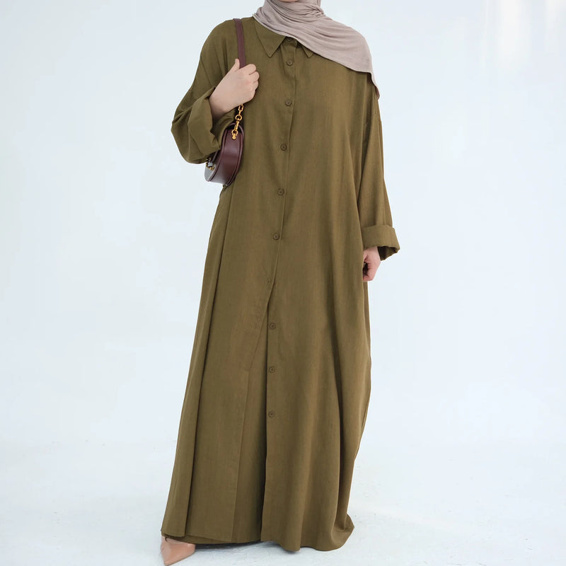Ramadan Two Piece Linen Muslim Set for Women Elegant Dubai Modest Clothing Islamic Femme Travel Outfit Fashion Turkey Suit 2025