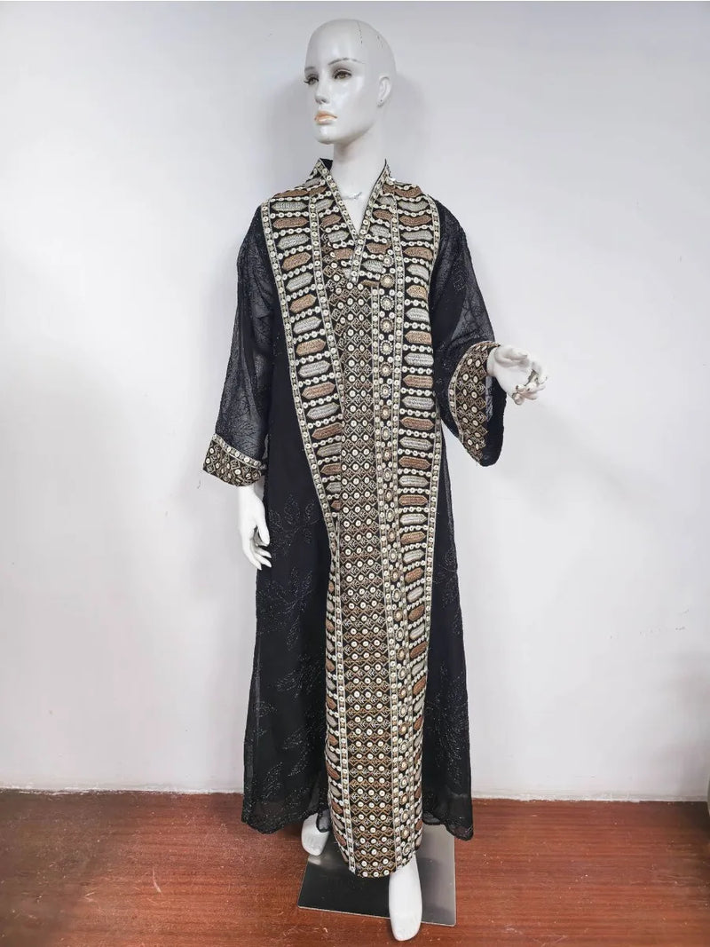 Elegant Dubai Women Dress Abaya Embroidery Morocco Kaftan Vestidos Largos Arab Long Robe Eid Muslim Party Jalabiya Ramadan 2025