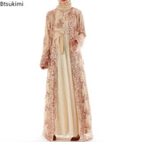 2025 New Black White Sequin Kimono Cardigan Abaya Dubai Luxury Muslim Kaftan Abayas for Women Turkish Islamic Clothing Outfit