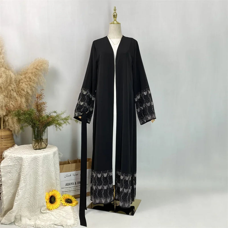 Luxury Dubai Abaya Diamonds Muslim Women Kimono Cardigan Arab Robe Party Dress Eid Morocco Caftan Kebaya Ramadan Abayas Jalabiya
