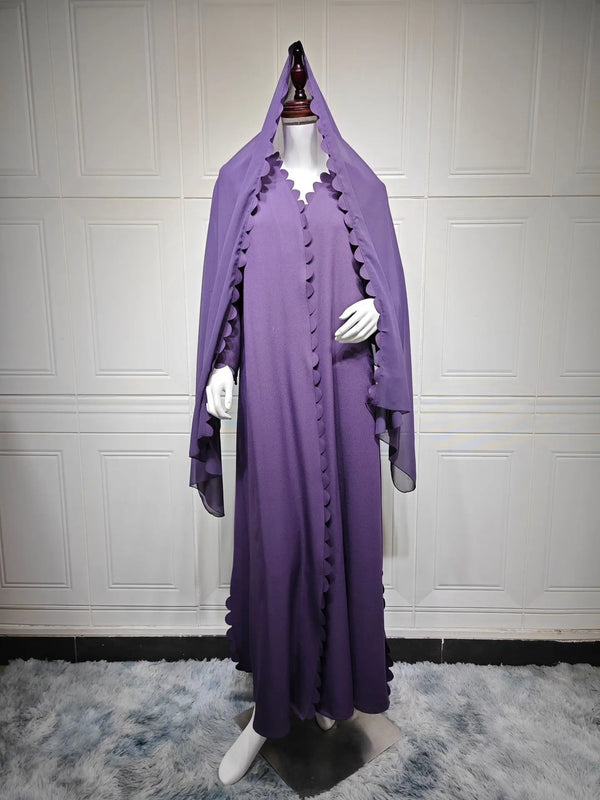 Mq193 2025 Tiktok Fashion Dubai Turkey Elegant Cardigan with a Two-piece Scarf Abaya Abaya Ramadan Dubai Luxury Islam Elegant
